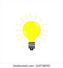 Light bulb vector icon. Lighting electric lamp. Electricity, shine. Light bulb icon vector isolated on background. The light bulb icon is a sign of an idea, a solution. Energy light bulb symbol