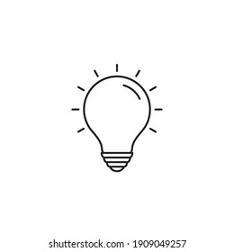 Icono vectorial de la bombilla, signo de línea de la bombilla aislada ilustración.
