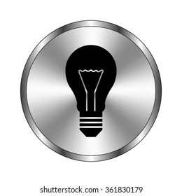 Light bulb - vector icon;  metal button