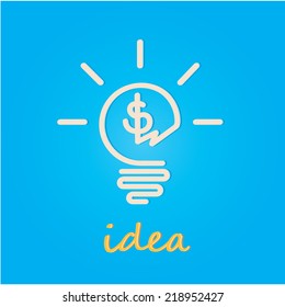 Light Bulb Vector Icon. Money Making Idea. Light Bulb With Dollar Symbol Business Concept.