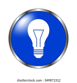 Light bulb - vector icon on the blue button