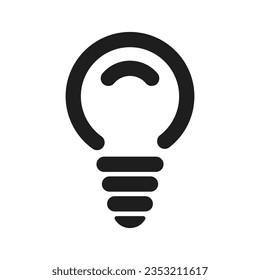 Light Bulb Vector Icon Outline, Lightening, Electric Lamp, Represents Idea And Innovation Sign, Thinking Concept, Innovative, Brainstorm Design Elements, Electric Bulb Light With Rays Glowing Vector