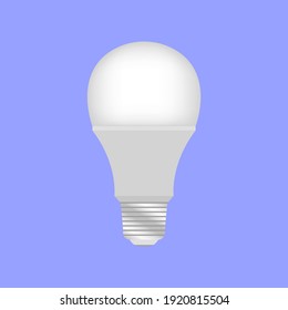 Light bulb vector icon. Realistic LED light bulb icon. Light bulb icon on a blue background. Symbol of idea, creativity, thinking. Icon for graphic design, website, interface. Vector illustration.