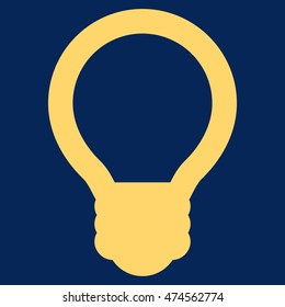 Light Bulb vector icon. Style is linear flat icon symbol, yellow color, blue background.