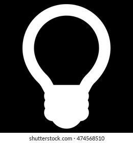 Light Bulb vector icon. Style is linear flat icon symbol, white color, black background.