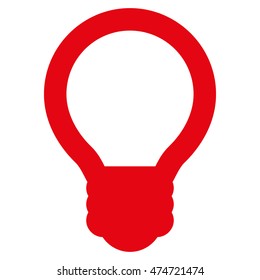 Light Bulb vector icon. Style is outline flat icon symbol, red color, white background.