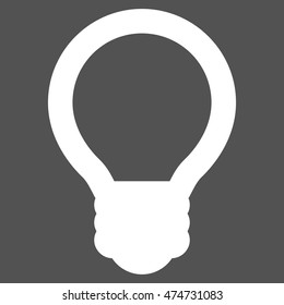 Light Bulb vector icon. Style is outline flat icon symbol, white color, gray background.