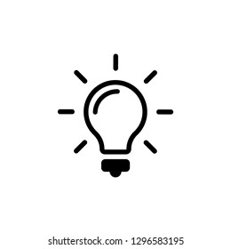 Light bulb vector icon. White bulb icon on white background.