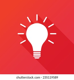Light bulb vector idea icon. Modern flat icon with long shadow effect