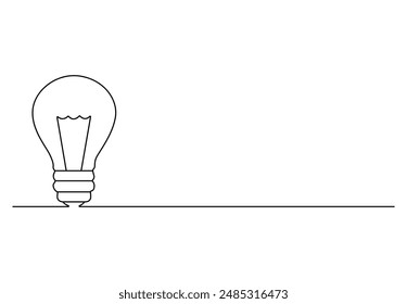 Light bulb vector illustration continuous one line drawing