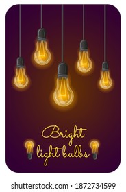 Light bulb, vector illustration,
Electric incandescent lamps hang on a wire
Creativity idea business innovative template.