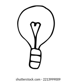 Ilustración vectorial de la bombilla, doodle de dibujo manual