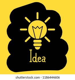 Light bulb vector illustration of the idea of a black and yellow background