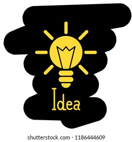 Light bulb vector illustration of the idea of a black and yellow background