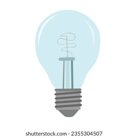 Light bulb vector illustration. Idea symbol. Electric lamp, light, inovation, solution, creative thinking, electrictity. Flat design in cartoon style isolated on orange background.