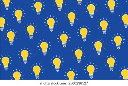 Light bulb vector illustration pattern wallpaper, electricity and light. Clip art light bulb concept art ornament. Idea art. Blackout, lights off, lights on. The light bulb illuminates the cover.