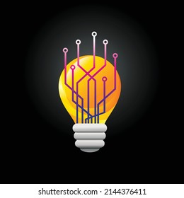 Light bulb vector illustration with technology graphic concept