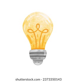 Light bulb vector image, doodle cartoon bulb illustration, hand drawn incandescent lamp