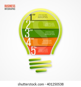 Light bulb vector infographic template for graphs, charts, diagrams. Eco green style illustration. Business idea concept.