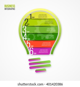 Light bulb vector infographic template for graphs, charts, diagrams. Eco green style illustration. Business idea concept.