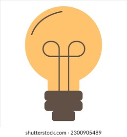 Light bulb vector isolated. Illustration of a lighting equipment, Concept of education and knowledge. Bright yellow bulb as metaphor of inspiration.