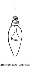 Light bulb vector in line, dodle style. Brainstorming vector concept. Lightbulb with line curve. Hand drawn electrical lamp, bulb.