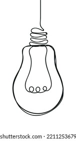 Light bulb vector in line, dodle style. Brainstorming vector concept. Lightbulb with line curve. Hand drawn electrical lamp, bulb.