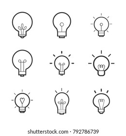 Light Bulb Vector Line Icon Set.