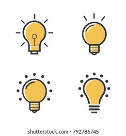 Light Bulb Vector Line Icon Set.