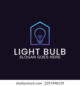 light bulb vector logo, Colorful light bulb design with symbol of technology, creativity, energy and light bulb shop