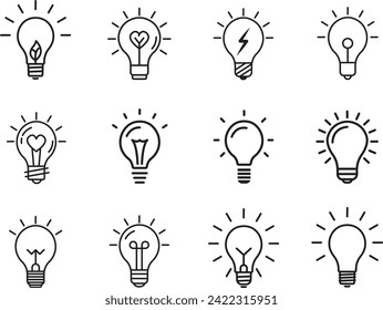 light bulb vector logo icon. light symbol. lamp. idea. light. energy. technology. electrical. innovation. black and white outline. 