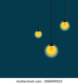 Vector de bombilla en fondo azul. La idea de la lámpara.