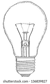 Light Bulb Vector Outline Sketched Up, Vector Illustration EPS 10.