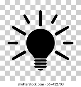 Light Bulb vector pictograph. Illustration style is flat iconic black symbol on a transparent background.