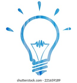 light bulb vector watercolor in blue