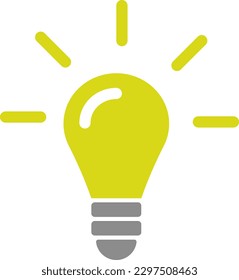 Light bulb, vector. Yellow light bulb with rays of light. Can be used as a logo, icon.