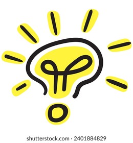 bombilla en vectorial.ícono de idea de negocio en estilo doodle. infografías de ilustraciones lineales. Plantilla para el sitio web de la aplicación de iconos de la pegatina del logotipo. Serie de iconos de negocios