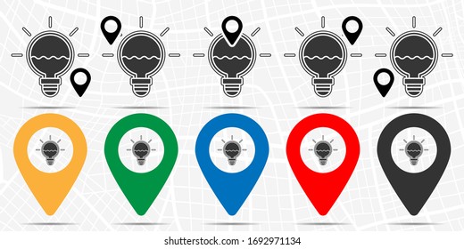 Light bulb with water inside icon in location set. Simple glyph, flat illustration element of sustainable energy theme icons