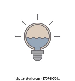 Light bulb with water inside icon. Simple outline colored vector of sustainable energy icons for ui and ux, website or mobile application
