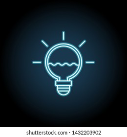 Light bulb with water inside neon icon. Simple thin line, outline vector of Sustainable Energy icons for UI and UX, website or mobile application