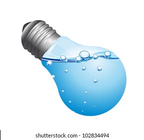 light bulb with water isolated over white background. vector