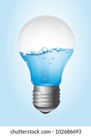 light bulb with water over blue background. vector illustration