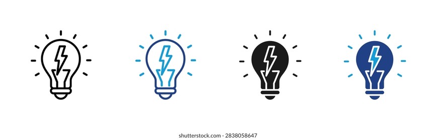 Light Bulb Web icon with multiple style collection