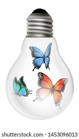 
Light bulb in which butterflies fly.
