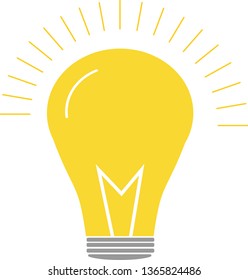 Light bulb in a white background,vector,yellow light for idea smart connect with splash shiny