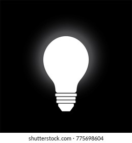 Light bulb white  floating on white light on black background, Idea for graphic, Symbol, web design,EPS10.