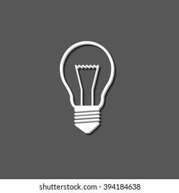 Light bulb - white vector  icon with shadow