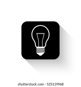 Light bulb - white vector  icon with shadow
