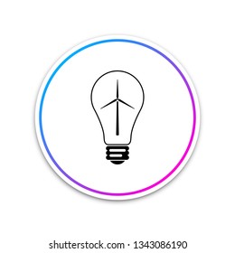 Light bulb with a wind turbines as idea of eco-friendly source of energy icon isolated on white background. Circle white button. Vector Illustration