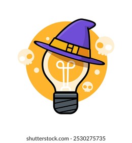 A light bulb with witch hat. Isolated Vector Illustration